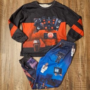 Skibidi Toilet Size 6-7 Long Sleeve Pajama Set